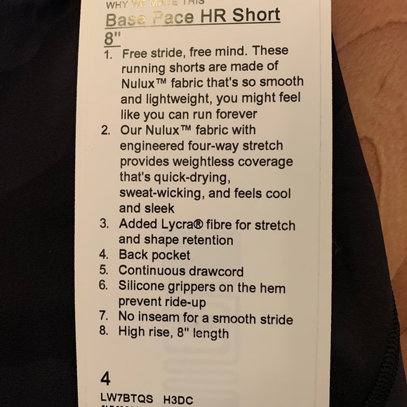 NWT Lululemon Base Pace High Rise 8” Short in Camo Deep Coal Multi. Size 4 - Picture 5 of 8